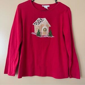 Rebecca Malone large Petite red gingerbread house long sleeve